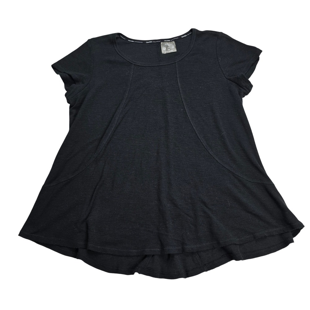Calvin Klein Performance Top Womens 1X Black Excellent A-Line High-Low Dry Tee